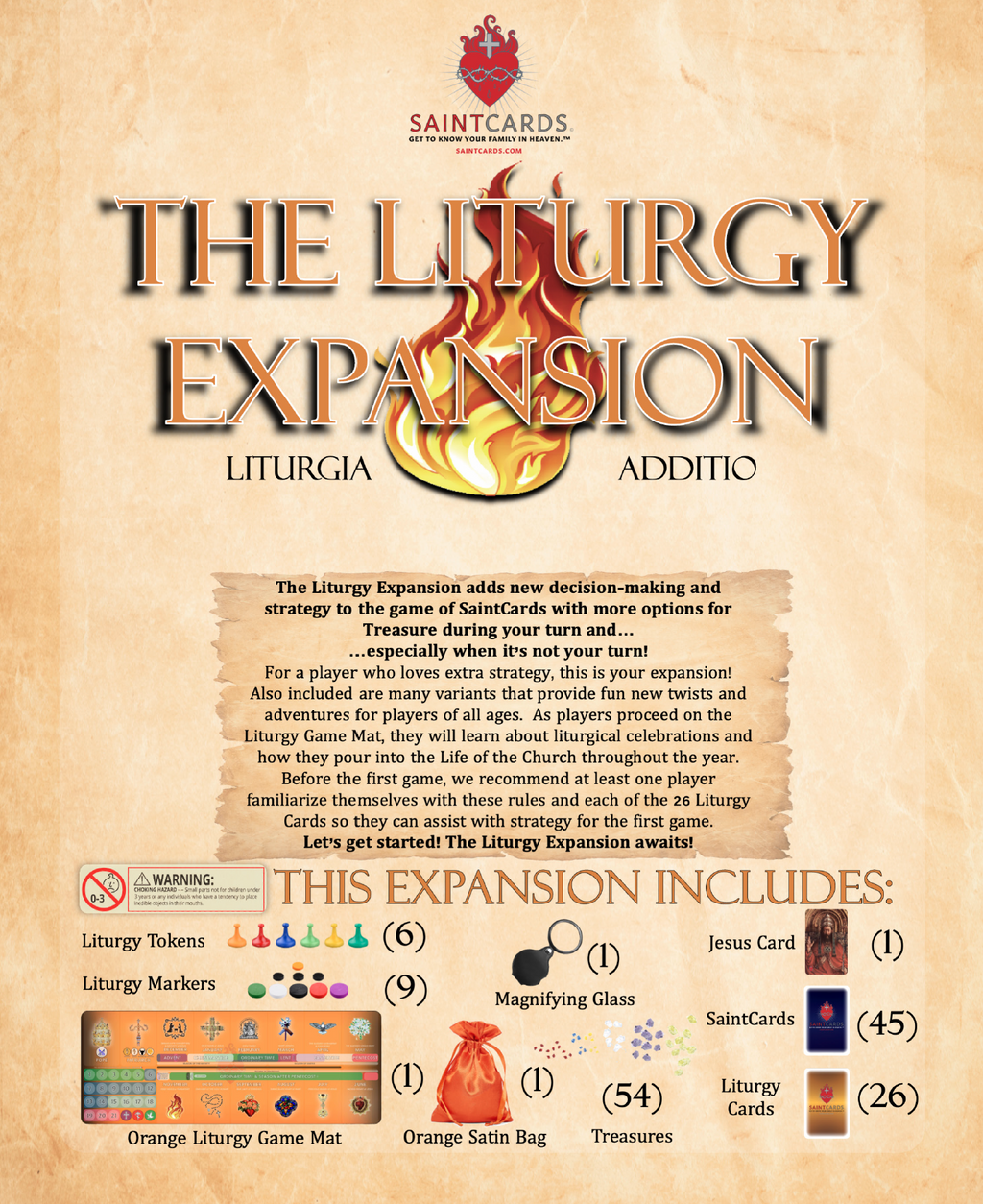 SaintCards: The Liturgy Expansion (w/Orange Game Mat)